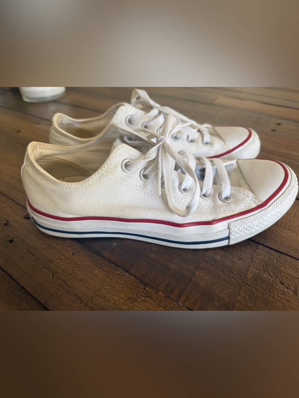 Converse Women’s Canvas Low-Top Sneakers - classic white + Red and Blue Stripe